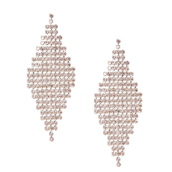 Silver-Tone Crystal Marquis Earrings,