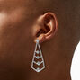 Silver Pyramid Chandelier Drop Earrings,