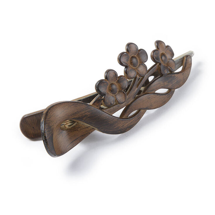 Faux Carved Wood Flowers Hair Clip,