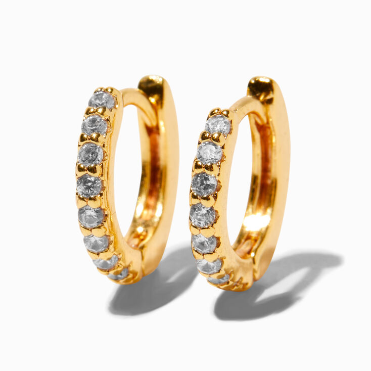 Icing Select 18k Yellow Gold Plating Pav&eacute; 8MM Clicker Hoop Earrings,