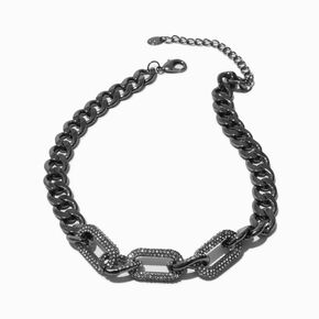 Hematite Rhinestone Chunky Chain Necklace,