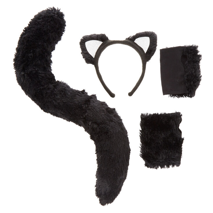 3 Piece Black Large Tail Cat Costume Kit,