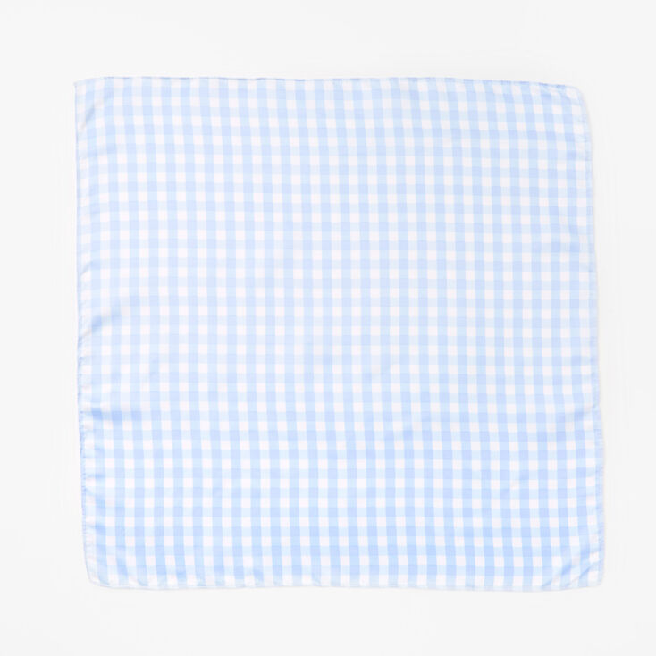 Blue Gingham Silky Bandana Headwrap,