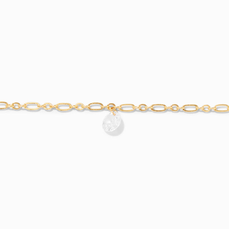 Icing Select 18k Yellow Gold Plated Cubic Zirconia Charm Chain Anklet,