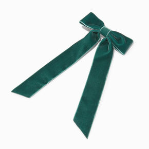 Emerald Green Velvet Long Tail Bow Hair Clip,