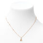 Gold Half Stone Initial Pendant Necklace - A,