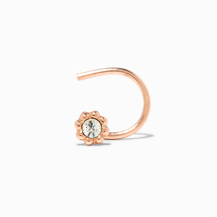 Rose Gold Sterling Silver 22G Daisy Nose Ring,