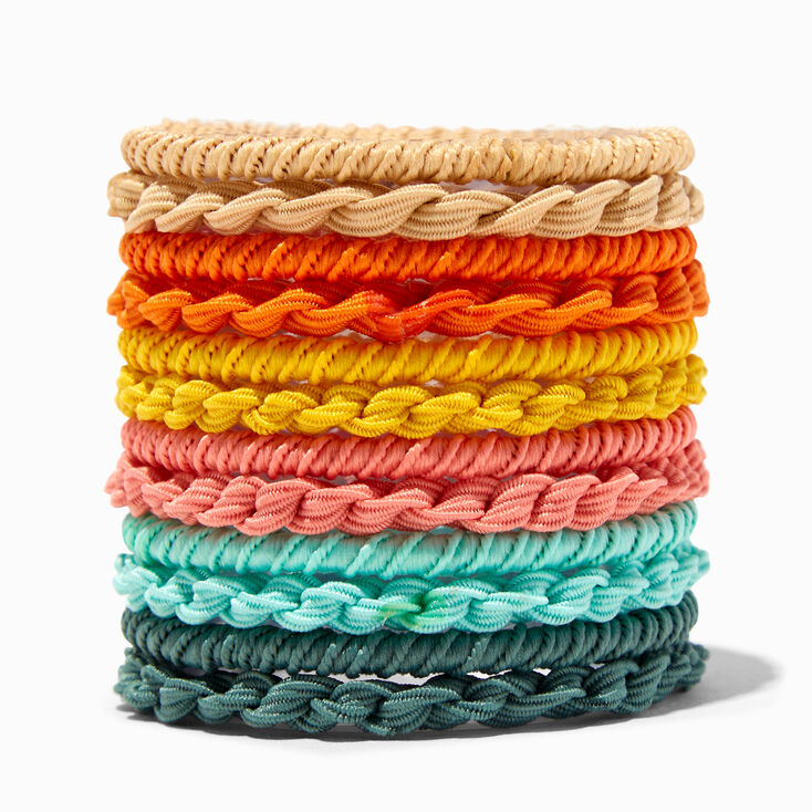 Rainbow Brights Mixed Textured Hair Ties - 12 Pack,