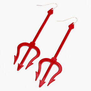 Red Devil Pitchfork Drop Earrings,