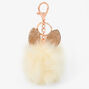 Gold Pom Pom Cat Keyring - Ivory,