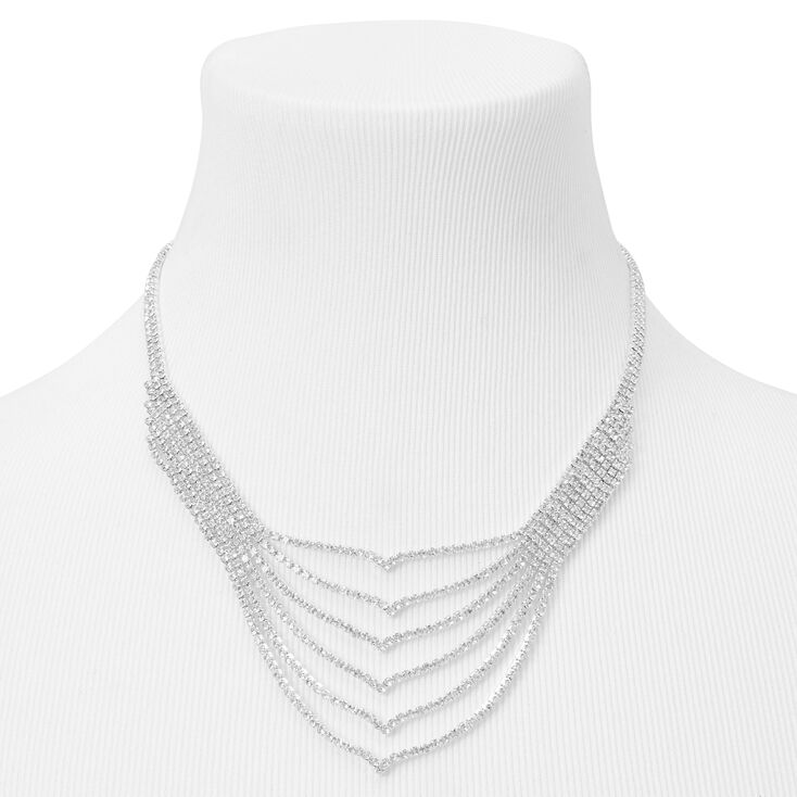 Silver Six Row Rhinestone Jewelry Set - 2 Pack,