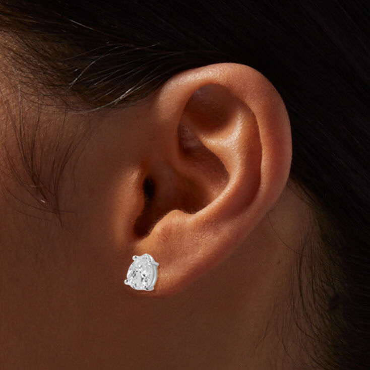 ICING Select Sterling Silver 8MM Cubic Zirconia Pear Stud Earring,