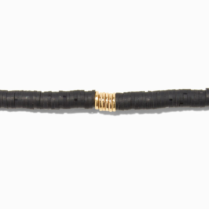Gold Black Disc Heishi Stretch Bracelet,
