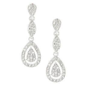 Three Tier Tear Drop Rhinestone Earrings,