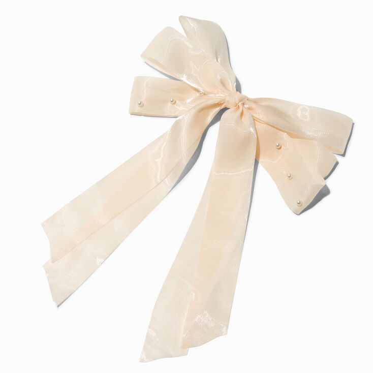 Ivory Pearlized Triple Hair Bow Clip,