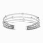 Silver-tone Rhinestone Triple-Row Cuff Bracelet,