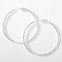 Silver 40MM Laser Cut Spring Clip-On Hoop Earrings,