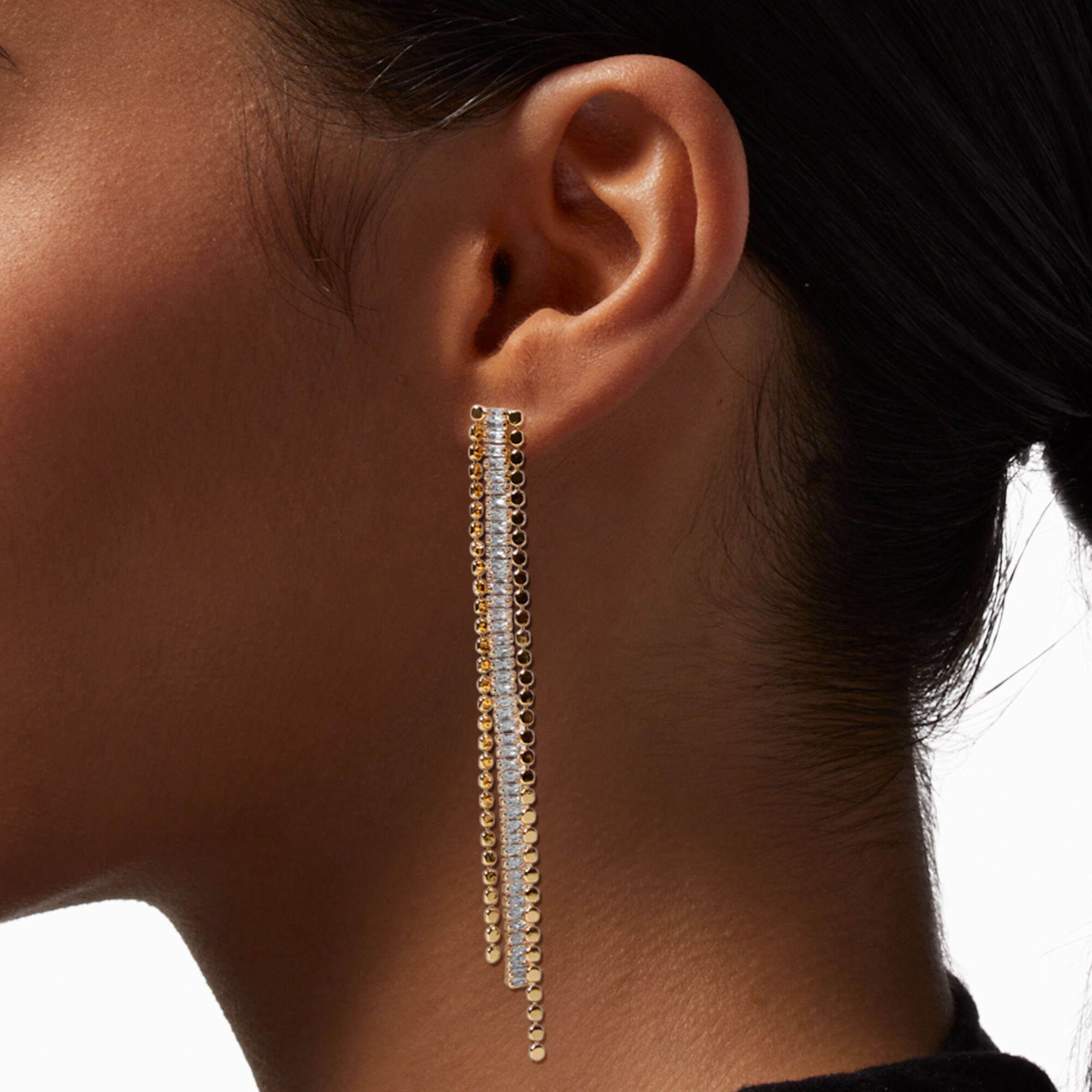 Gold linear drop outlet earrings