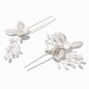 Silver Pearl Floral Hair Pins - 2 Pack,