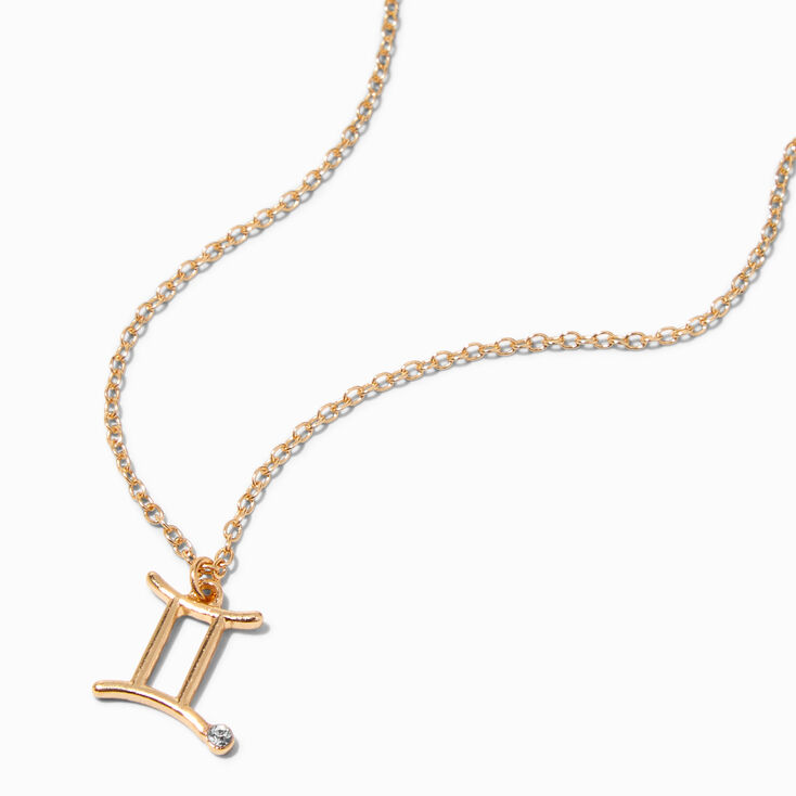Gold Zodiac Symbol Pendant Necklace - Gemini,