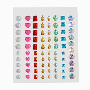 Rainbow Assorted Crystal Hair Gems - 80 Pack,