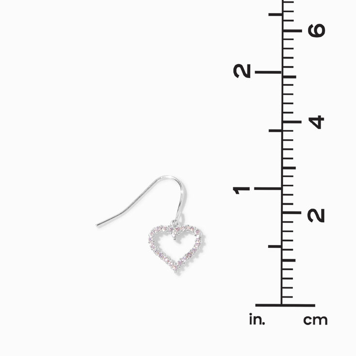 Pink Cubic Zirconia Heart 0.5&quot; Drop Earrings,