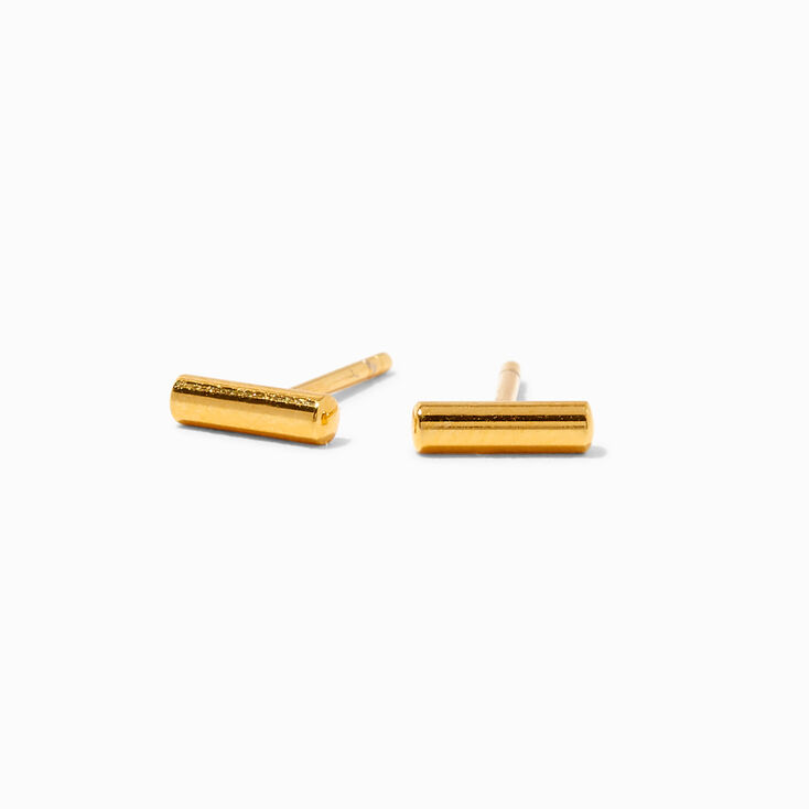 Icing Select 18k Yellow Gold Plated Titanium Mini Bar Stud Earrings,