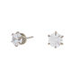 Silver Titanium Cubic Zirconia 4MM Round Stud Earrings,