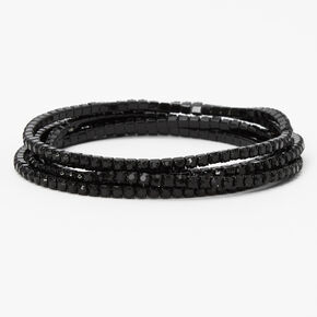 Jet Black Rhinestone Stretch Bracelets - 5 Pack,