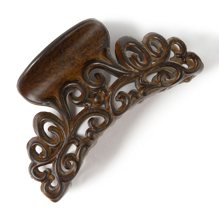 Faux Wood Scrolled Banana Claw Clip,
