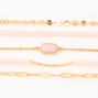 Gold &amp; Pink Beaded Bracelet Set - 5 Pack,