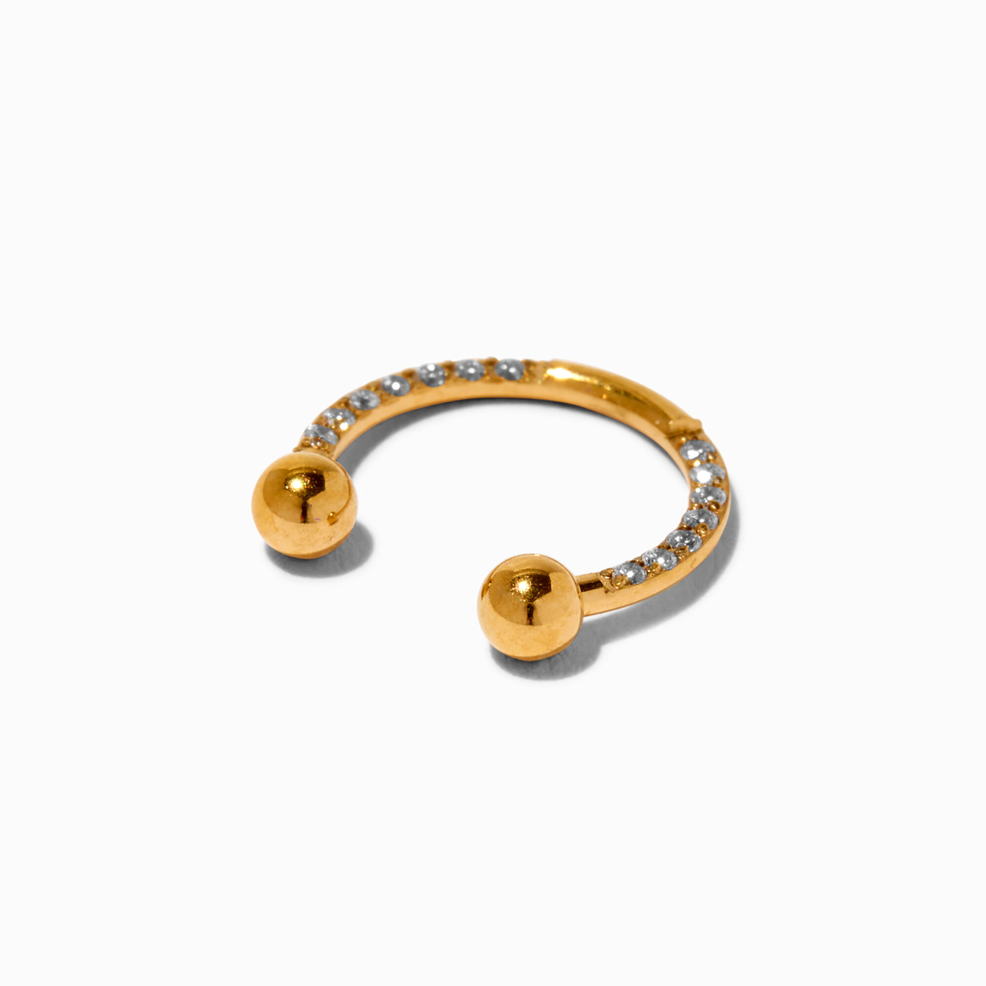 Gold tone 16G Crystal Horseshoe Septum Nose Ring Icing US