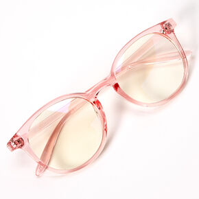 Blue Light Reducing Round Clear Lens Frames - Pink,
