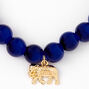 Gold Elephant Beaded Stretch Bracelet - Royal Blue,