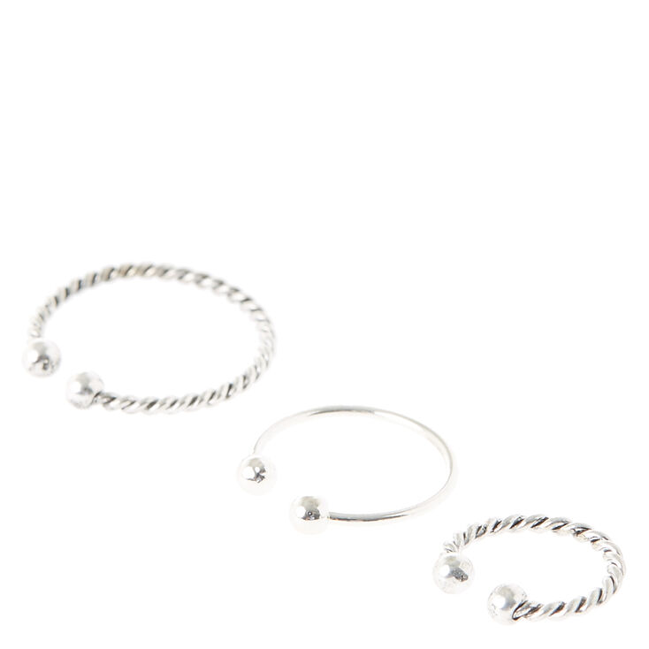 Textured Silver Faux Nose Hoops,