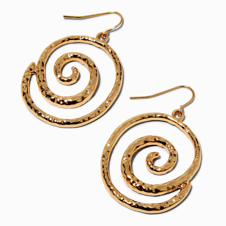 Gold-tone Textured Swirl 2&quot; Drop Earrings,