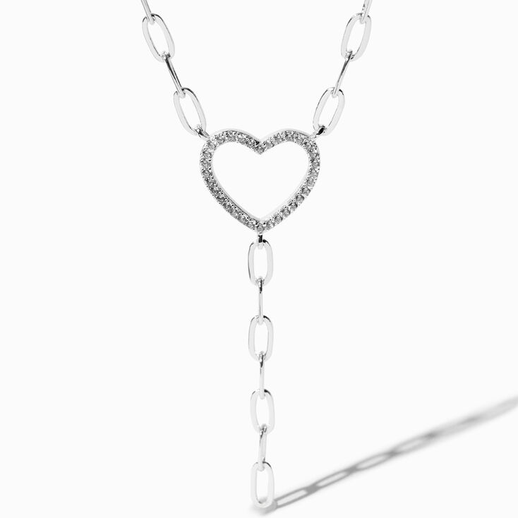 Icing Select Sterling Silver Paperclip Heart Y-Neck Necklace,