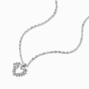 Silver-tone Crystal Heart Pendant Necklace,
