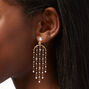 Gold Pearl Crystal Chandelier 3&quot; Drop Clip-On Earrings,