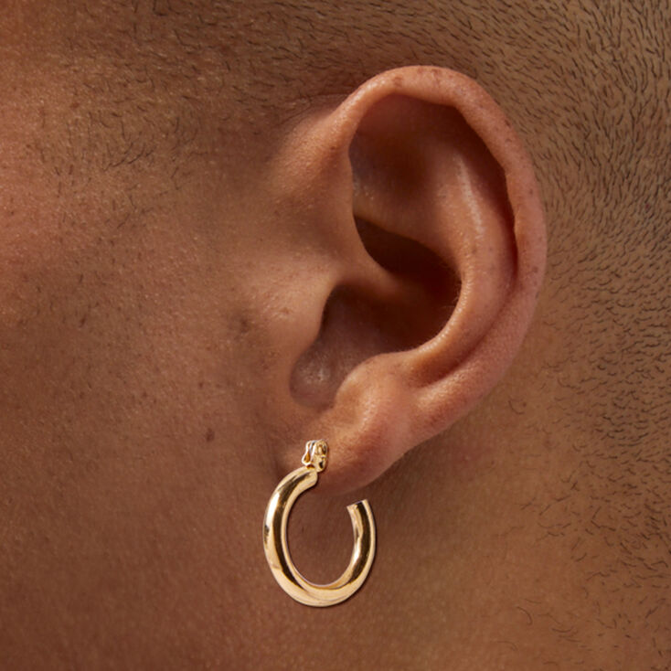 Gold-tone Tube Hoop Earrings Stack - 3 Pack,