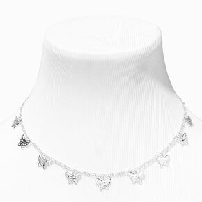 Silver Filigree Butterfly Charm Necklace,