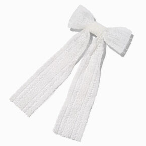 White Lacy Bow Hair Clip,