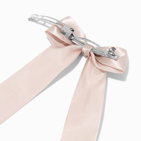 Taupe Satin Long Tail Bow Hair Clip,
