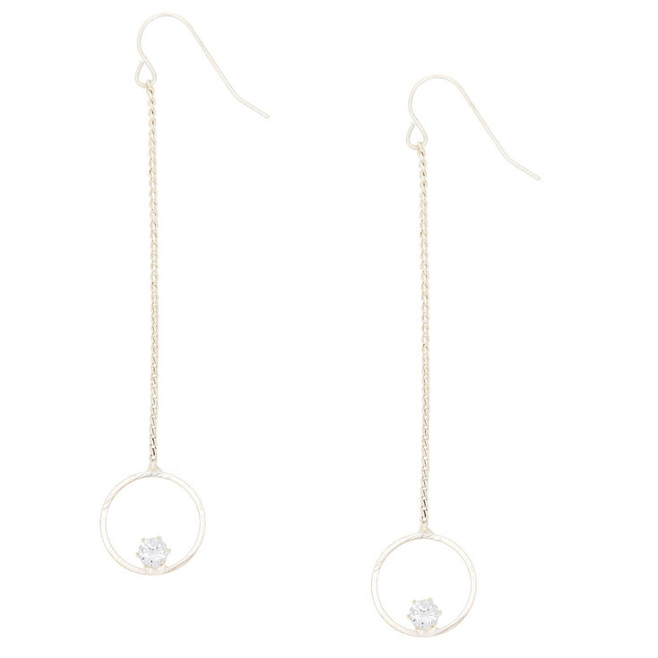 Cubic Zirconia 2.5" Circle Drop Earrings,