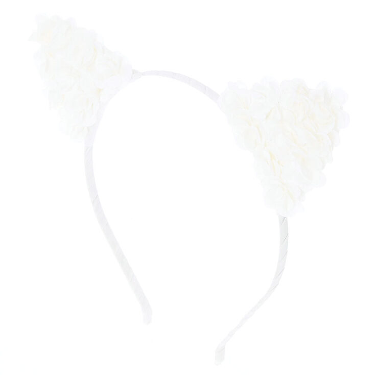 White Flower Cat Ears headband,