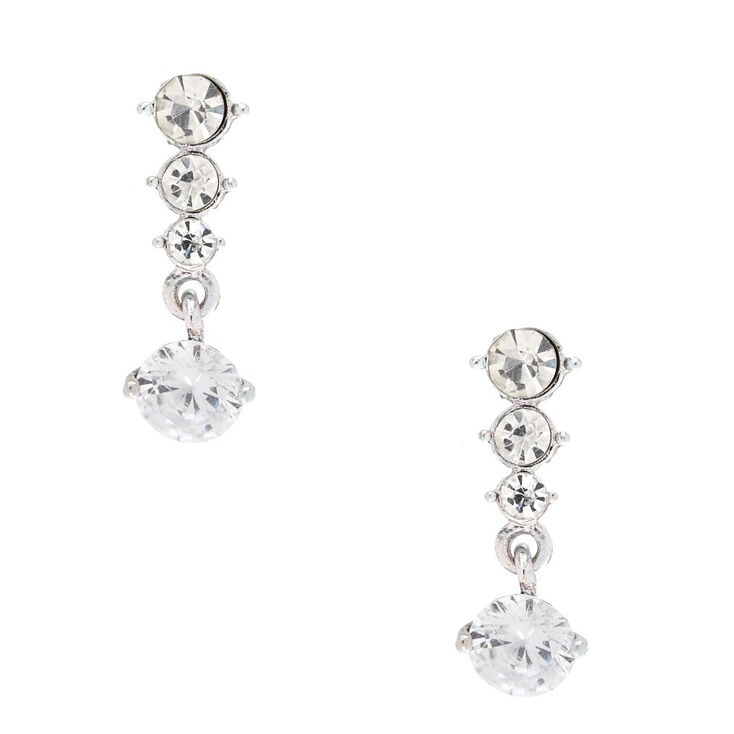 Graduated Cubic Zirconia Linear Drop Earrings,