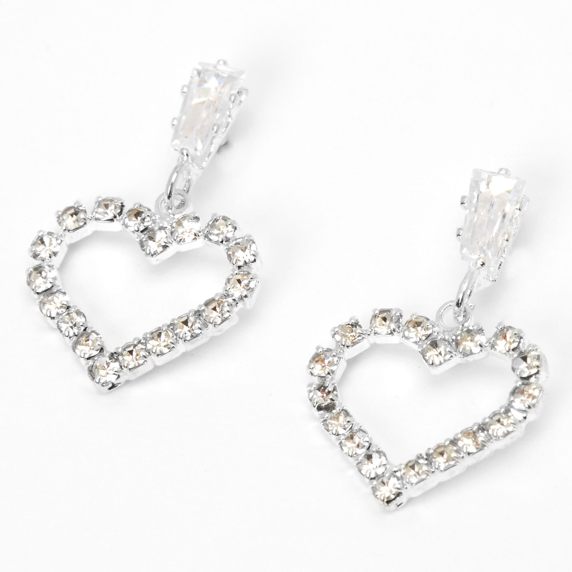 925 Sterling Silver Dangle Drop Pink Heart Earrings XFE8152 – my