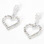 Silver 0.5&quot; Rhinestone Heart Drop Earrings,