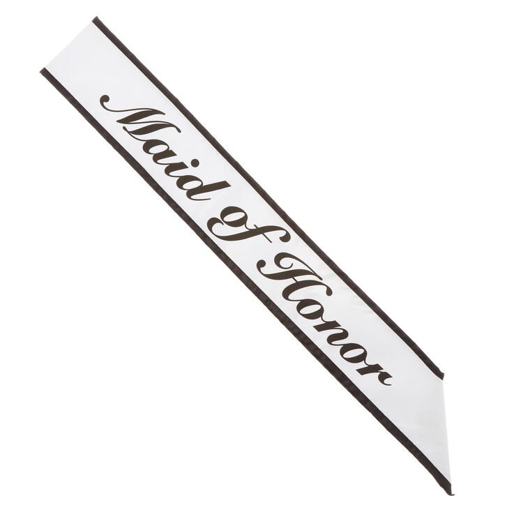 Black & White Maid of Honor Sash,