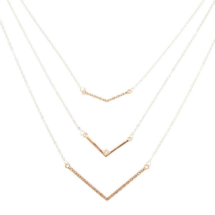 Rose Gold Chevron Layered Necklace,